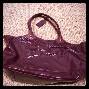 Purple Coach tote bag